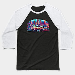 Atlanta Georgia USA Neon Graffiti Retro Airbrush 90s Baseball T-Shirt